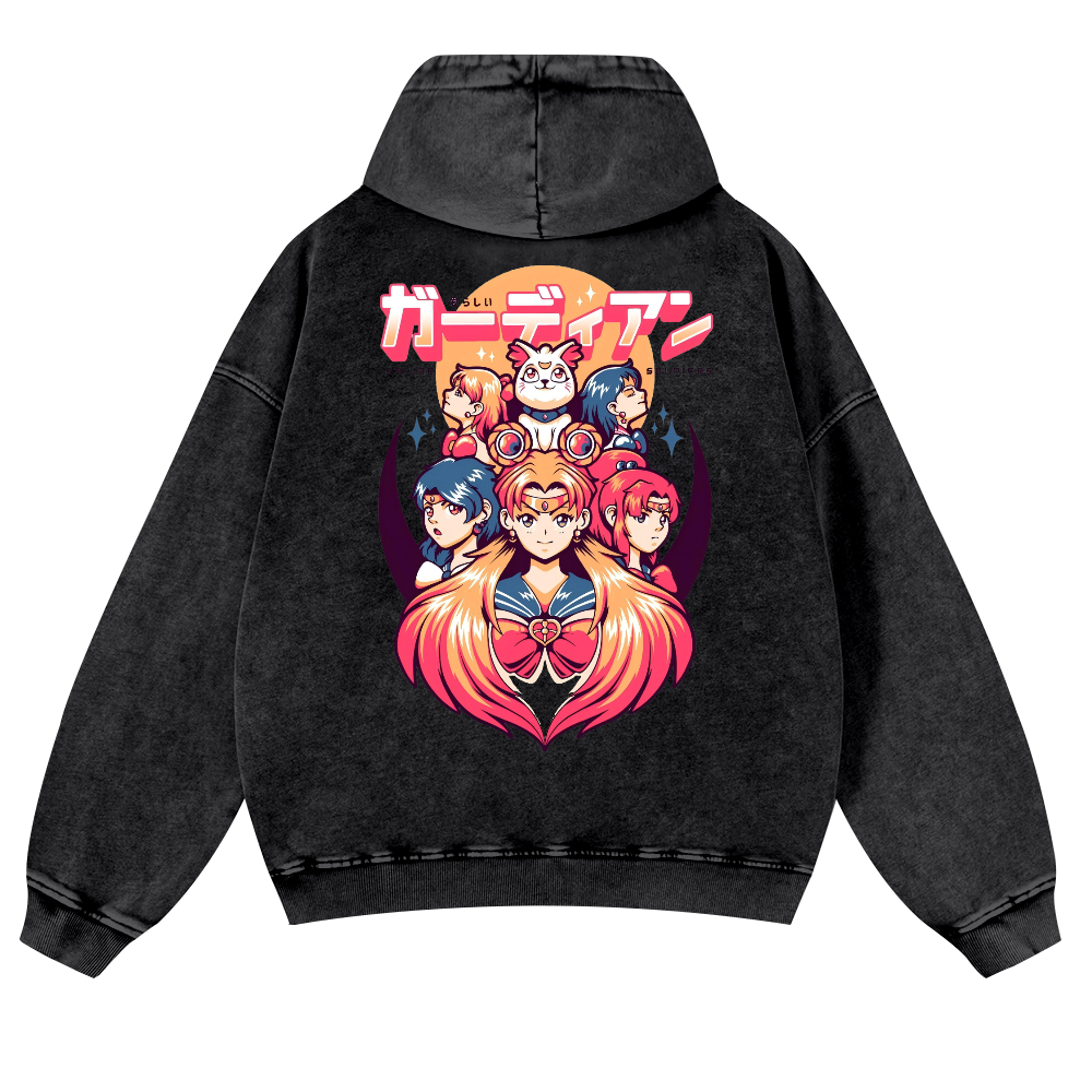 Sailor Moon Vintage Washed Cotton Back Art Hoodie