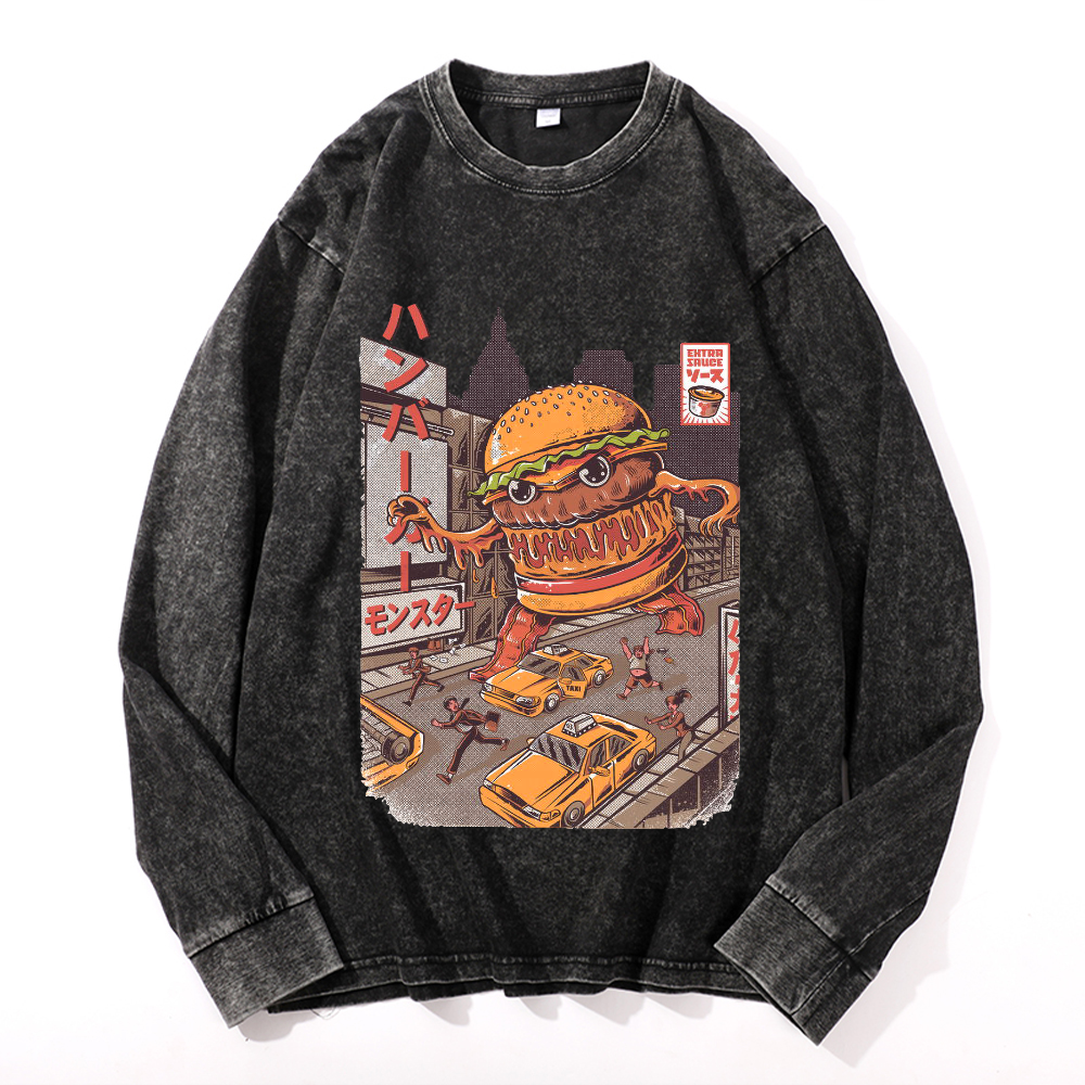 Hamburger Vintage Cotton Wash Crewneck Sweatshirt