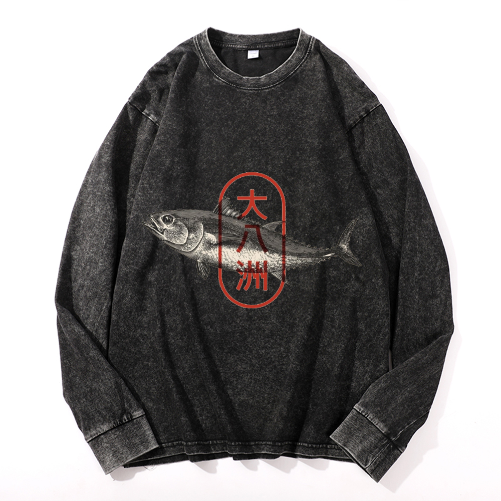 Great Eight Islands of Japan Vintage Cotton Wash Crewneck Sweatshirt