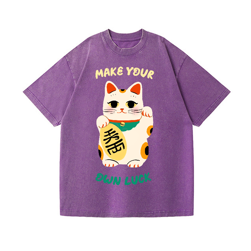 Lucky Cat Vintage Wash Japanese Design T-Shirt