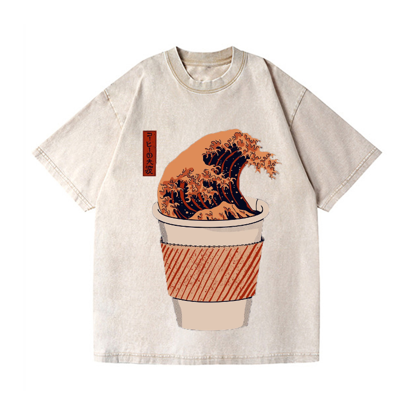 Wave Vintage Wash Japanese Design T-Shirt