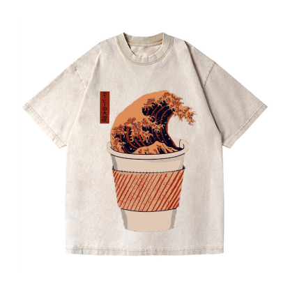 Wave Vintage Wash Japanese Design T-Shirt