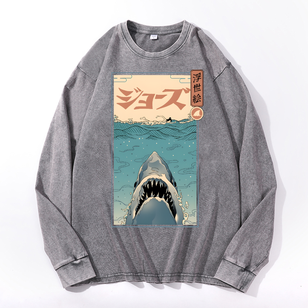 Jaws Vintage Cotton Wash Crewneck Sweatshirt