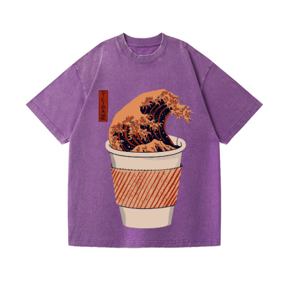 Wave Vintage Wash Japanese Design T-Shirt