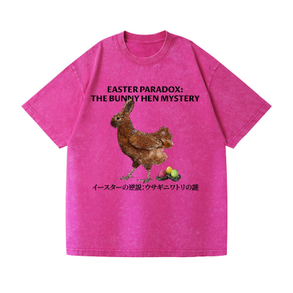 Easter Bunny Chicken Vintage Wash Japanese Design T-Shirt