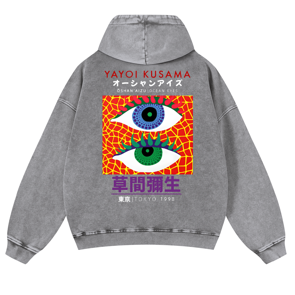 Yayoi Kusama Eyes Vintage Washed Cotton Back Art Hoodie