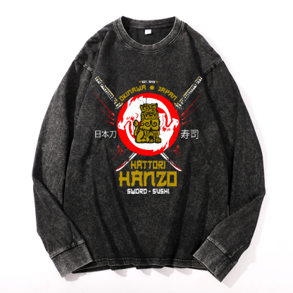 Okinawa Hattori Hanzo Komainu Vintage Cotton Wash Crewneck Sweatshirt