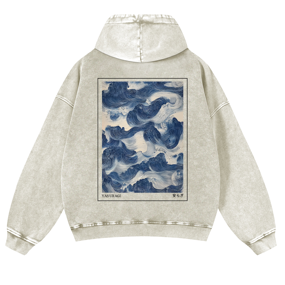 Yasuragi Vintage Washed Cotton Back Art Hoodie