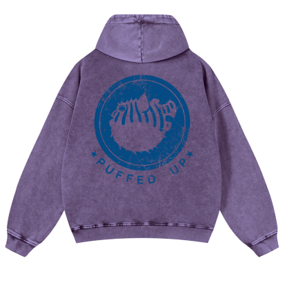 Pufferfish Vintage Washed Cotton Back Art Hoodie