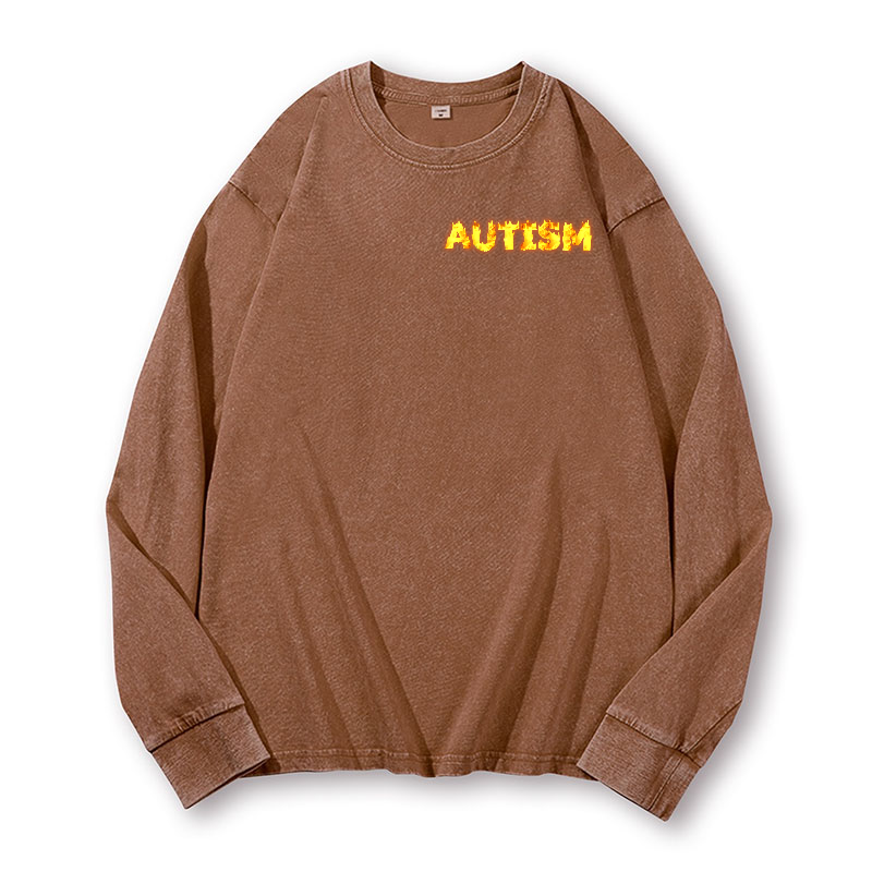 Autism Vintage Washed Cotton Back Art Long-sleeve T-shirt