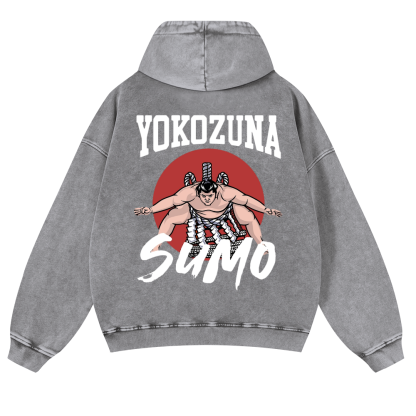 Yokozuna The Highest Honor in Sumo Vintage Washed Cotton Back Art Hoodie