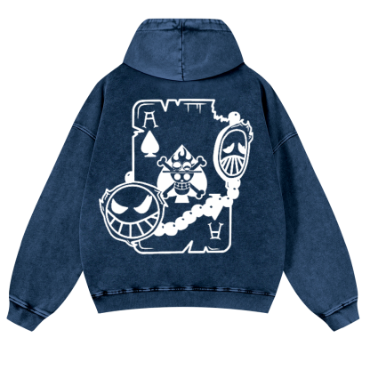 One Piece Vintage Washed Cotton Back Art Hoodie