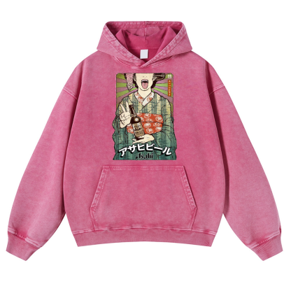 Asahi Breweries Vintage Washed Thick Cotton Hoodie