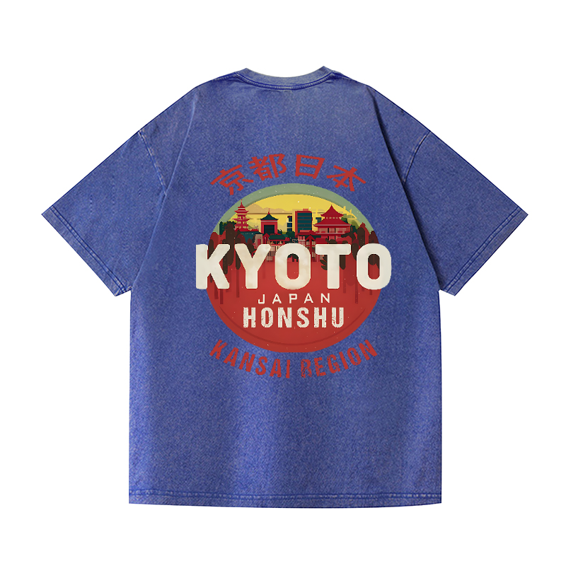 Kyoto Kansai Honshu Vintage Wash Japanese Design Back Art T-Shirt