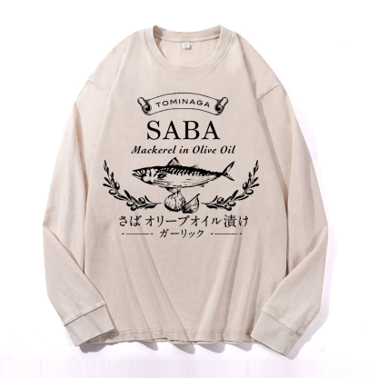 Mackerel Fish Vintage Cotton Wash Crewneck Sweatshirt