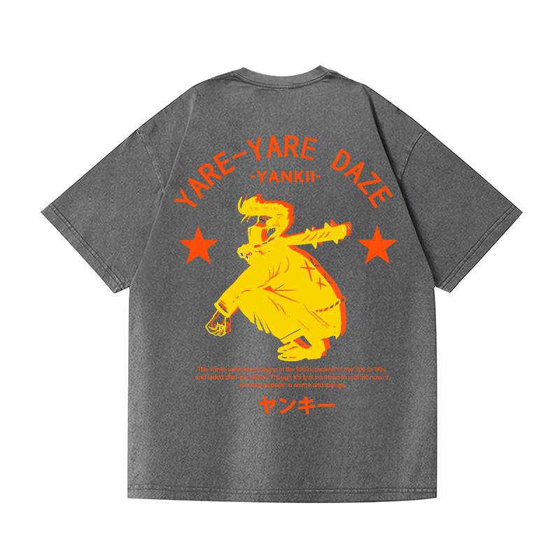 Yare Yare Daze Vintage Wash Japanese Design Back Art T-Shirt