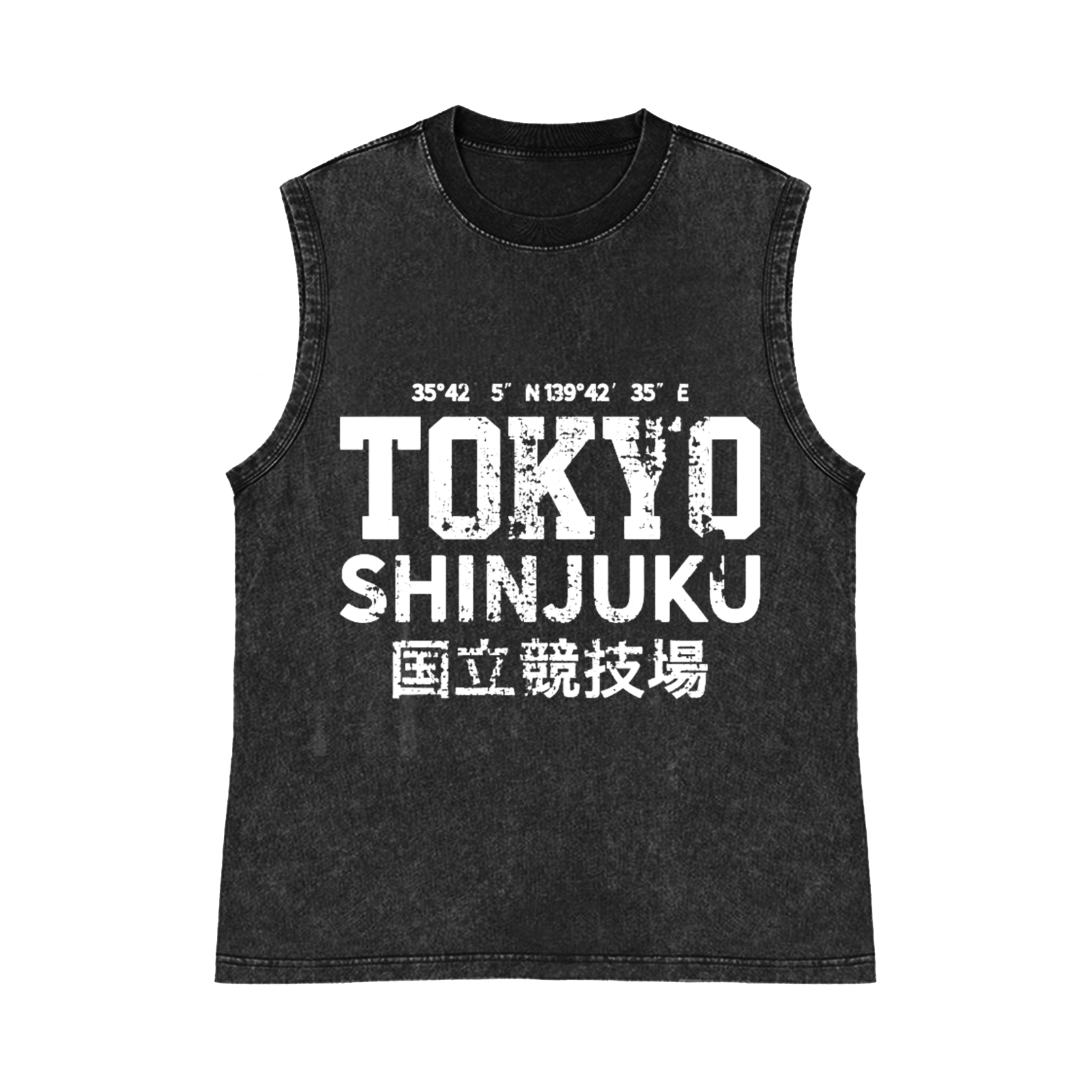 Tokyo Shinjuku Pure Cotton Wash-Dyed Sleeveless Tank Top
