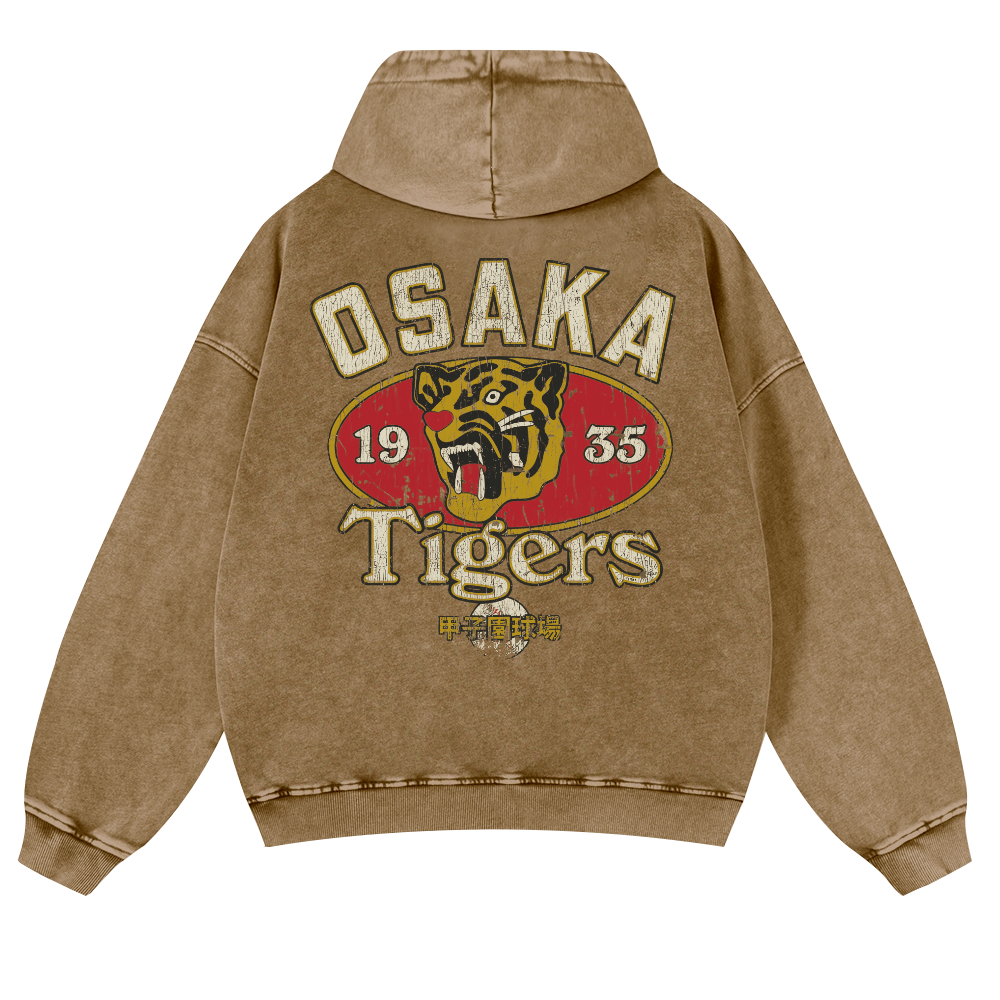 Osaka Tiger 1935 Vintage Washed Cotton Back Art Hoodie