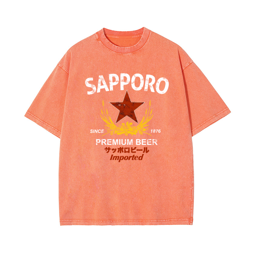 Sapporo Beer Vintage Wash Japanese Design T-Shirt