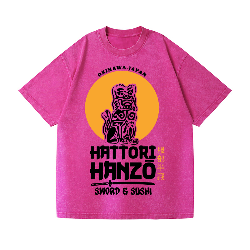 Okinawa Hattori Hanzo Komainu Vintage Wash Japanese Design T-Shirt
