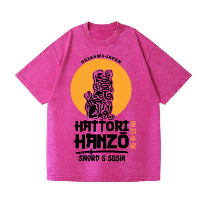 Okinawa Hattori Hanzo Komainu Vintage Wash Japanese Design T-Shirt