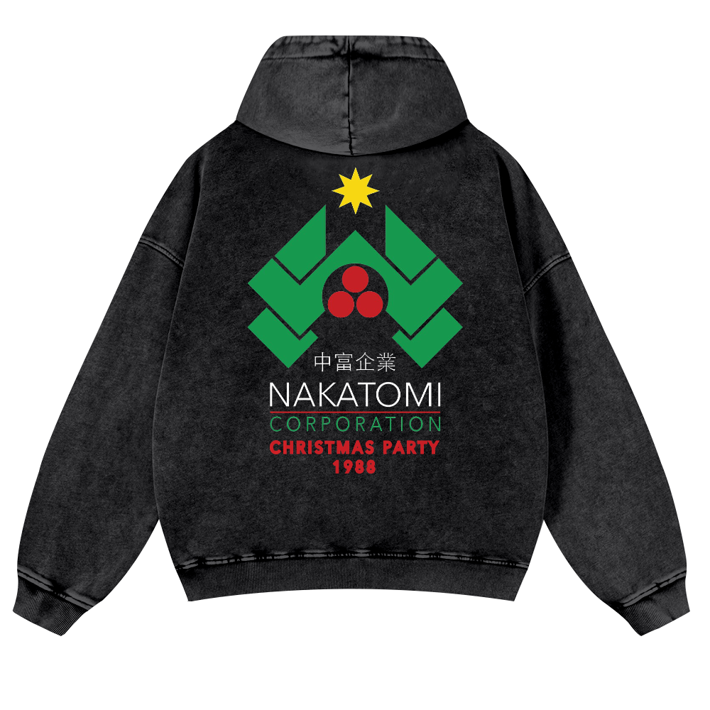 Nakatomi Corporation Christmas Party 1988 Vintage Washed Cotton Back Art Hoodie