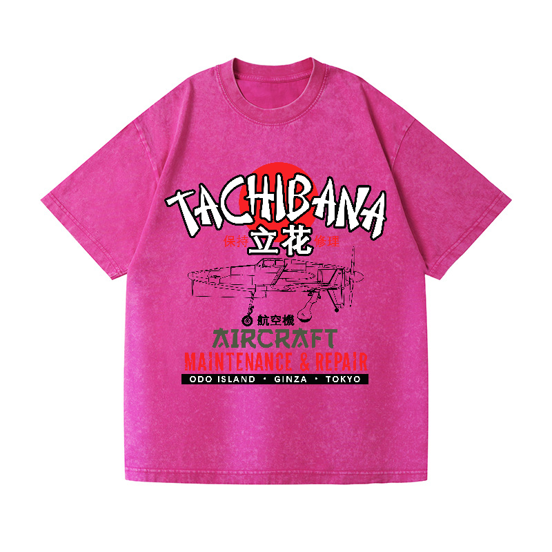 Tachibana Aircraft Vintage Wash Japanese Design T-Shirt