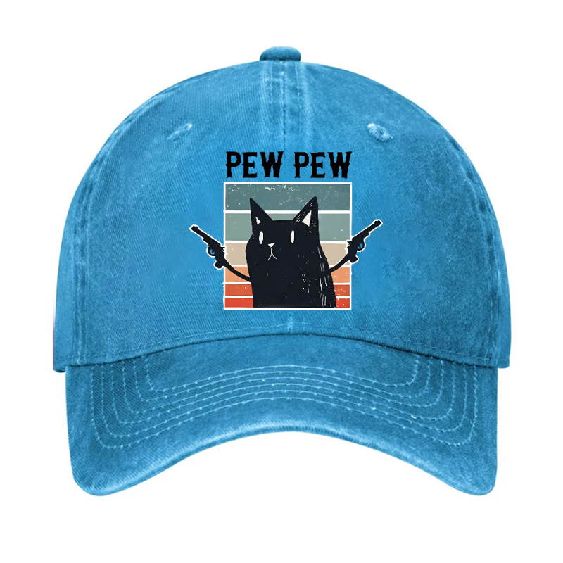 Pew Pew Cat Vintage Cotton Cap