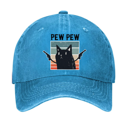Pew Pew Cat Vintage Cotton Cap