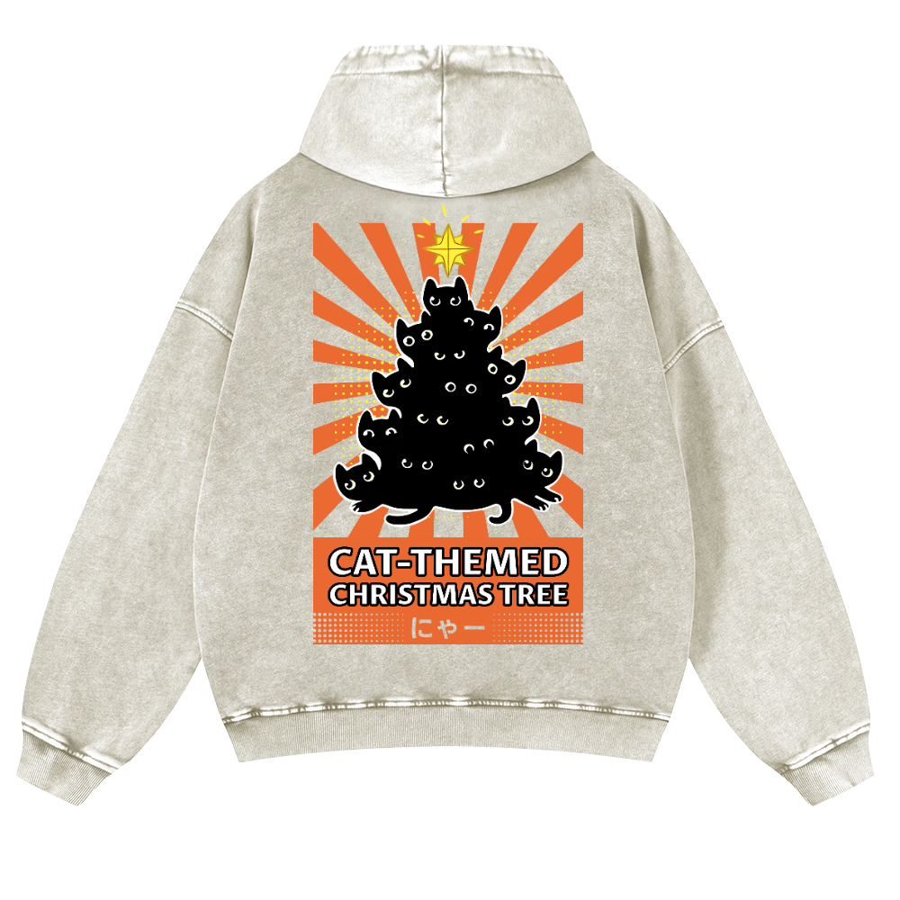 Christmas Tree Vintage Washed Cotton Back Art Hoodie