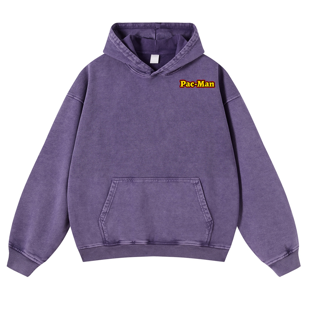 Pacman Vintage Washed Cotton Back Art Hoodie
