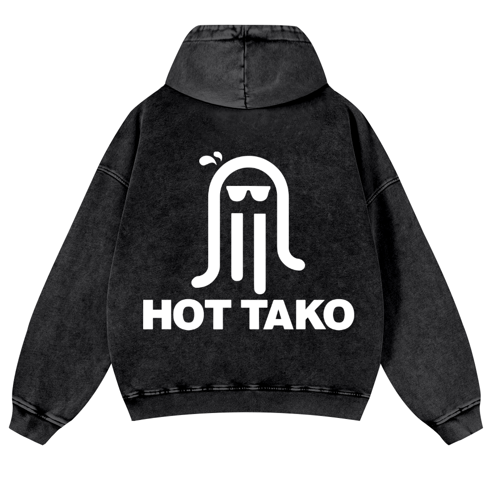 Hot Tako Vintage Washed Cotton Back Art Hoodie