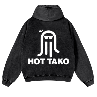 Hot Tako Vintage Washed Cotton Back Art Hoodie