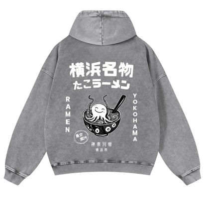 Yokohama Ramen Vintage Washed Cotton Back Art Hoodie