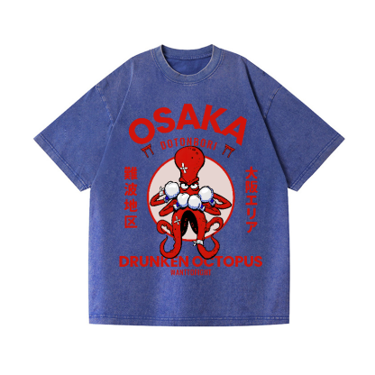 Osaka Drunken Octopus Vintage Wash Japanese Design T-Shirt