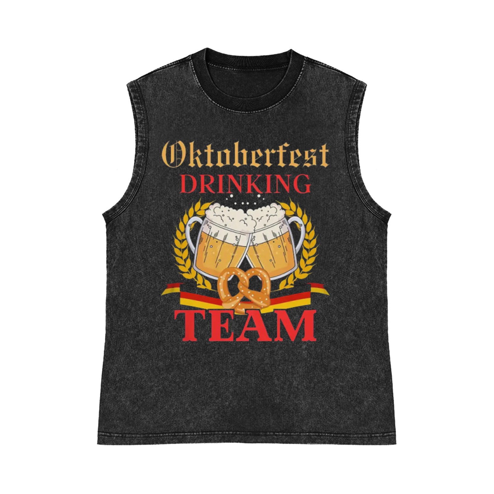 Oktoberfest Drinking Team Pure Cotton Wash-Dyed Sleeveless Tank Top