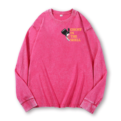 Ghost in the Shell Geisha Vintage Washed Cotton Back Art Long-sleeve T-shirt
