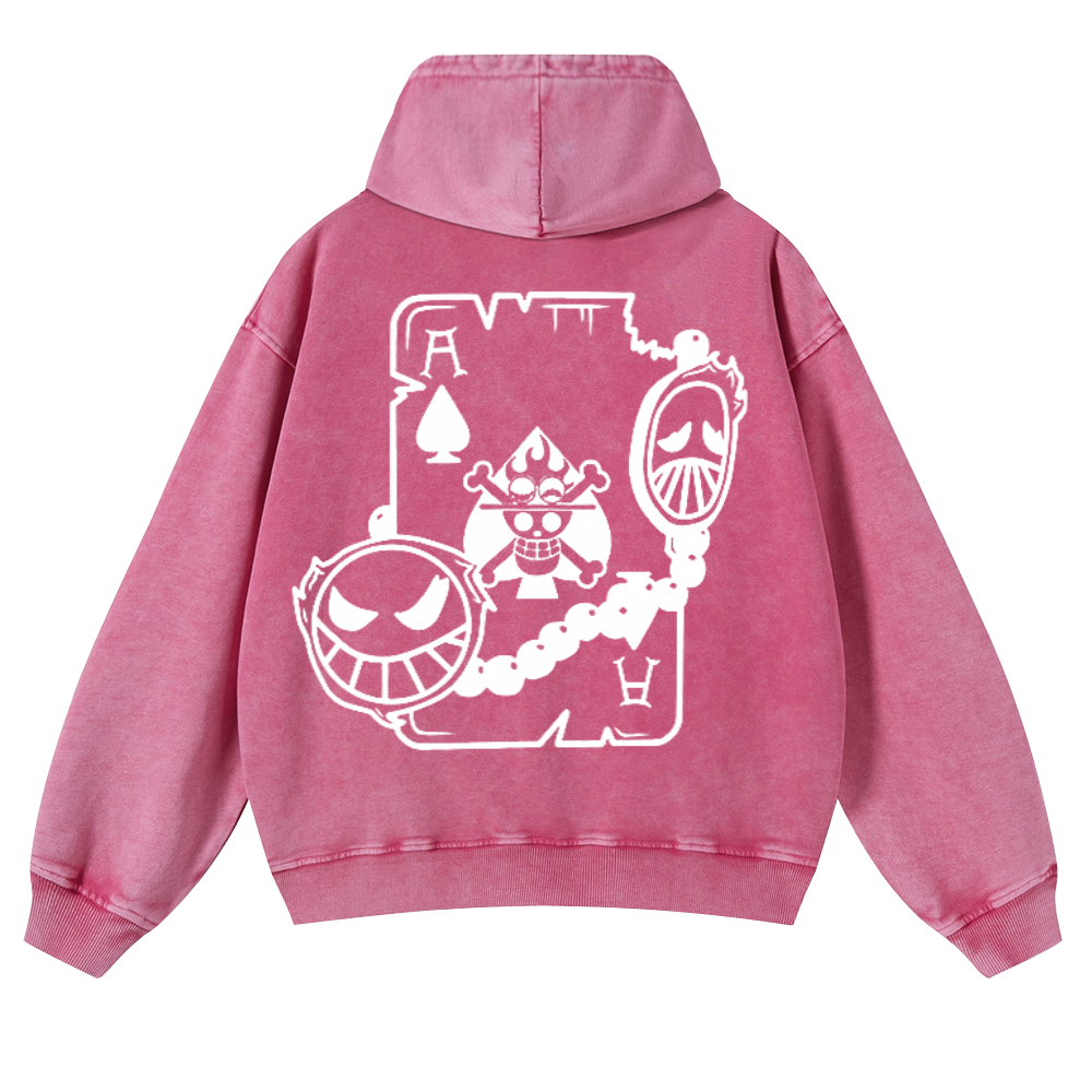 One Piece Vintage Washed Cotton Back Art Hoodie
