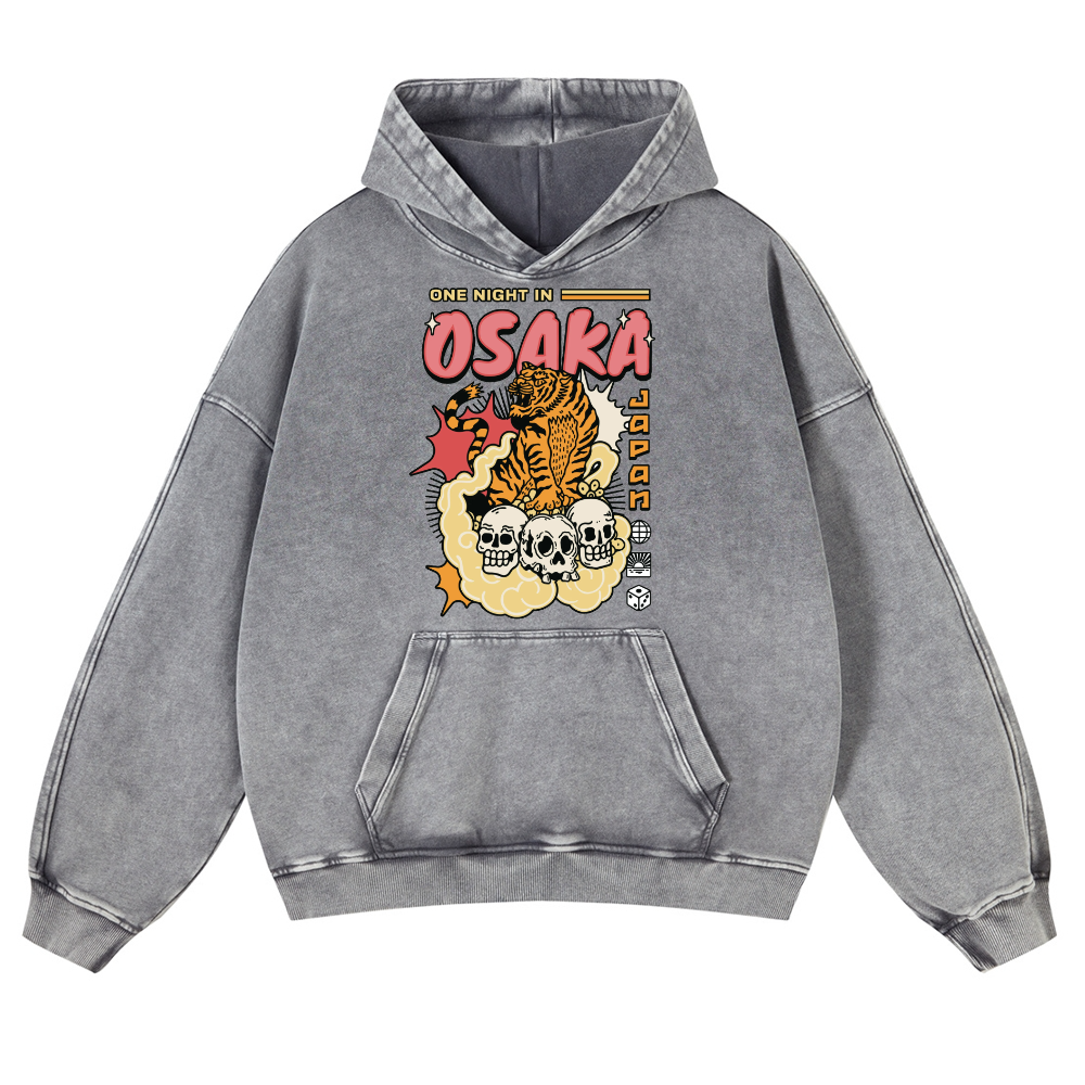 One Night in OSAKA Vintage Washed Thick Cotton Hoodie