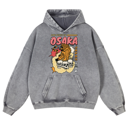 One Night in OSAKA Vintage Washed Thick Cotton Hoodie