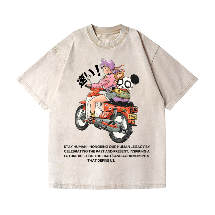 Motorcycle Vintage Wash Japanese Design T-Shirt