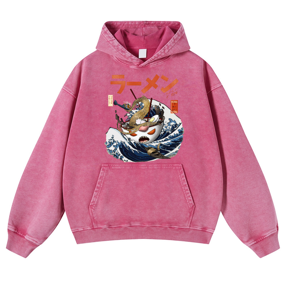 Ramen Wave Vintage Washed Thick Cotton Hoodie