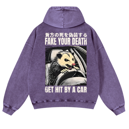 Skunk Vintage Washed Cotton Back Art Hoodie