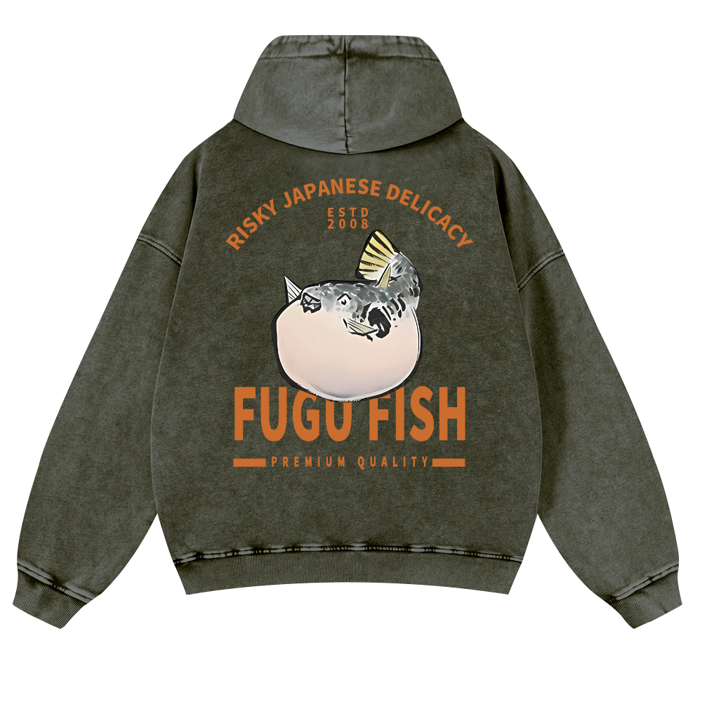 Japan's Risky Eats Vintage Washed Cotton Back Art Hoodie