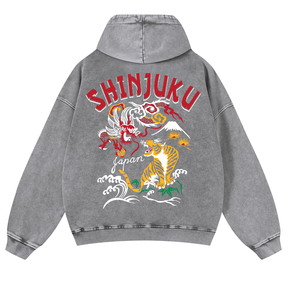 Shinjuku Tiger Loong Vintage Washed Cotton Back Art Hoodie