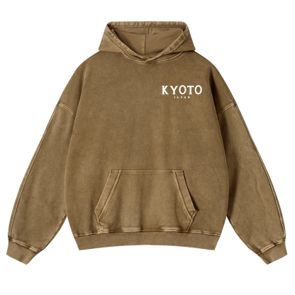 Kyoto Japan Honshu Kansai Region Vintage Washed Cotton Back Art Hoodie