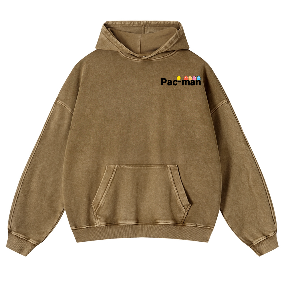 Pacman Vintage Washed Cotton Back Art Hoodie