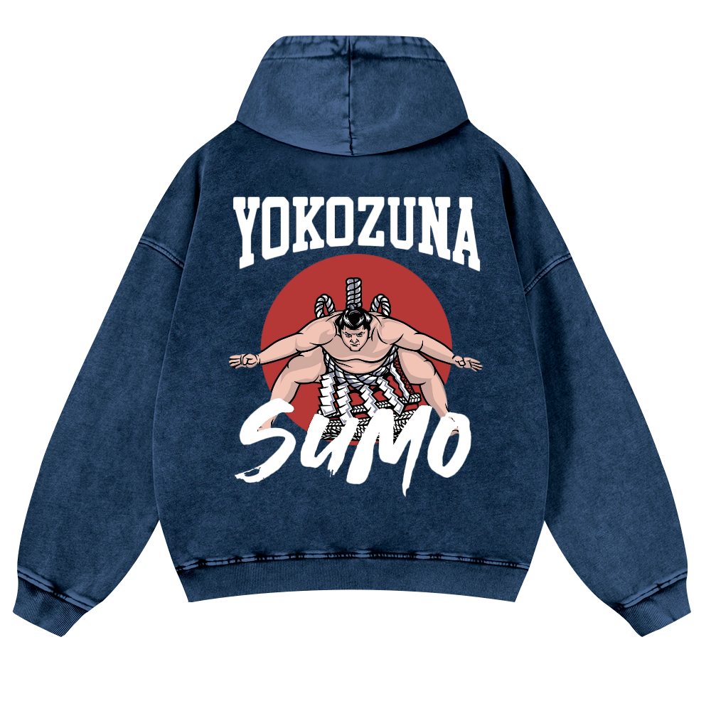 Yokozuna The Highest Honor in Sumo Vintage Washed Cotton Back Art Hoodie