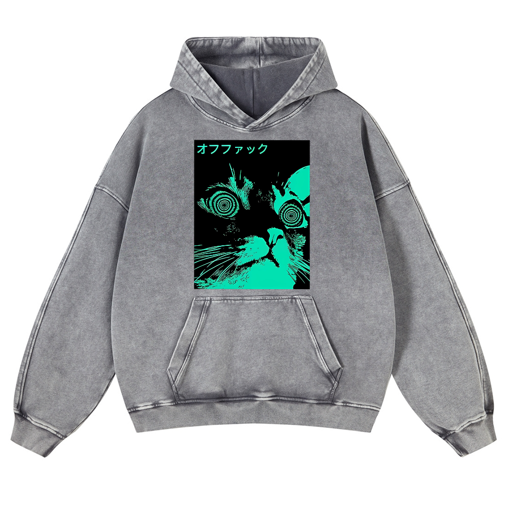 Enigmatic Cat Eyes Vintage Washed Thick Cotton Hoodie