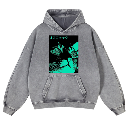 Enigmatic Cat Eyes Vintage Washed Thick Cotton Hoodie